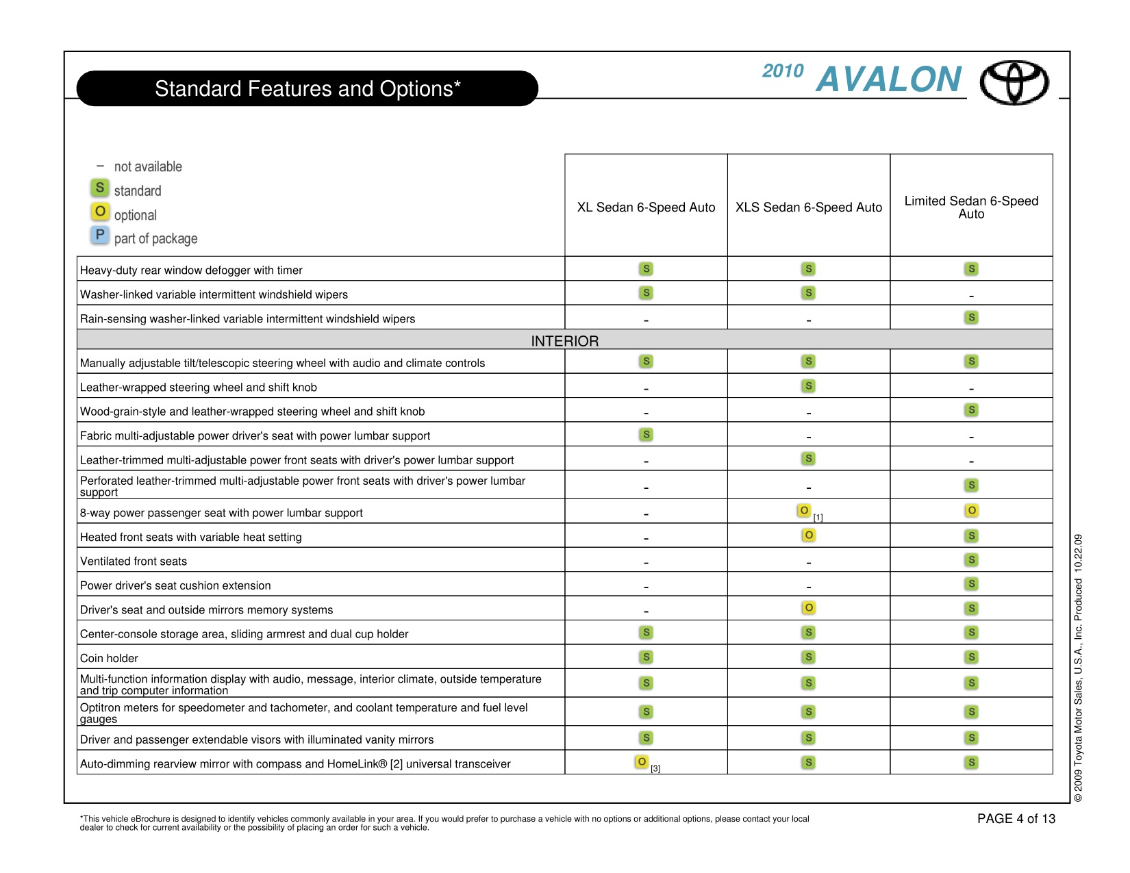 2010 Toyota Avalon Brochure Page 9